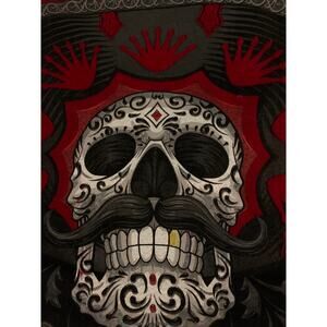 Mis Raices Charro Hat Sm Red Velvet Accents Graphic T Shirt Skull Guns Western